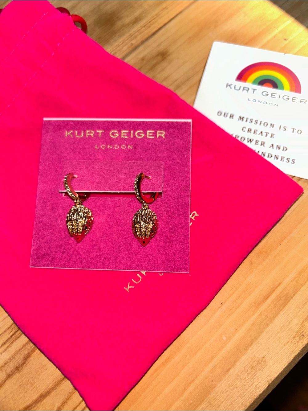 Kurt Geiger London eagle drop huggie hoop earrings NWT